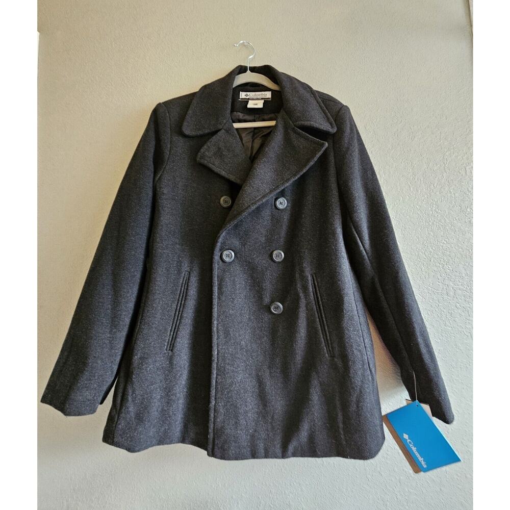 Columbia Women's Black Pea Coat Wool Feel Size Large New With Tag